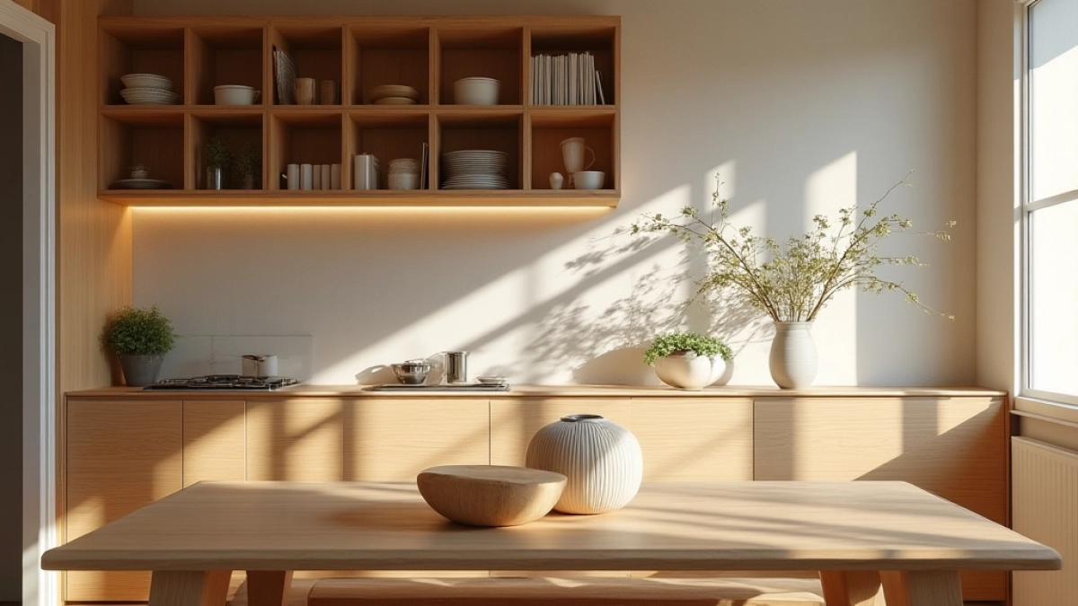 Nad stołem pomysł na ścianę w kuchni przy stole