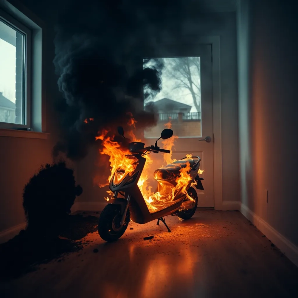 Pożar hulajnogi elektrycznej w domu