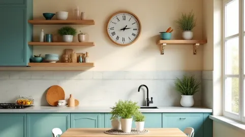 jak ozdobić ścianę w kuchni nad stołem