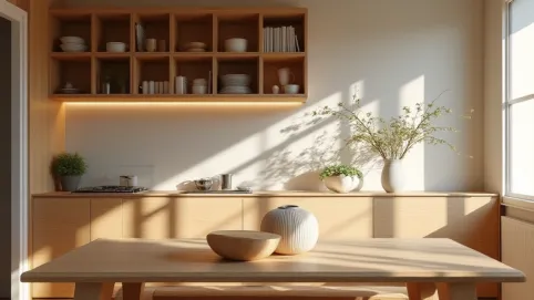 Nad stołem pomysł na ścianę w kuchni przy stole